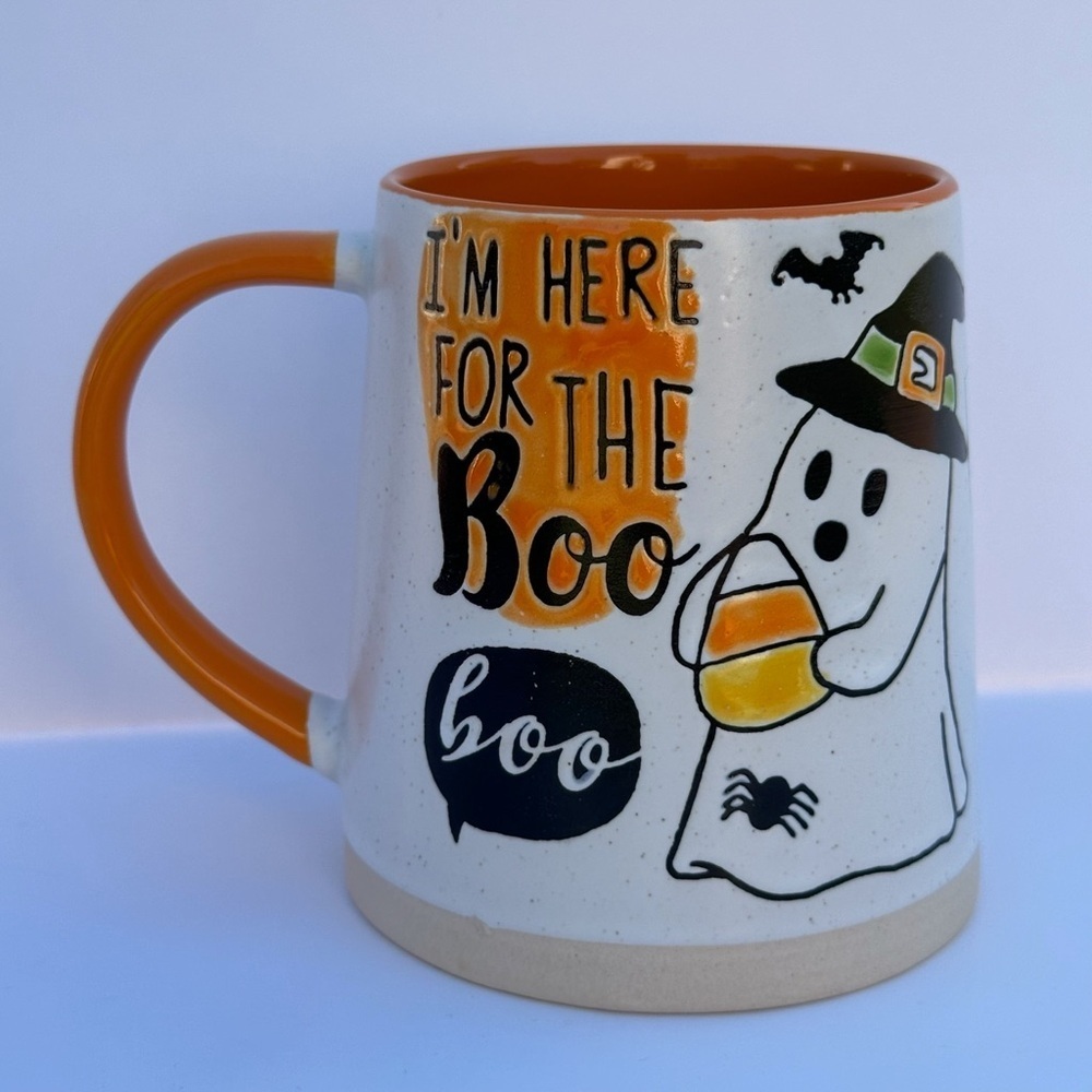 Spectrum Designz Halloween I'M HERE FOR THE BOO GHOST CANDY CORN Ceramic Mug